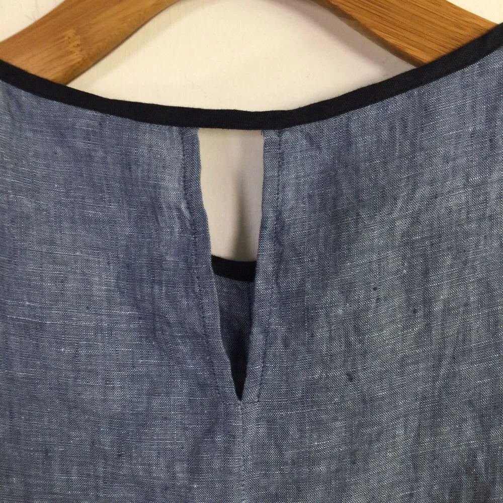 J. Jill Women's Seamed Love Linen Dress V-Neck Pullover Sleeveless Blue Size S - Picture 11 of 16